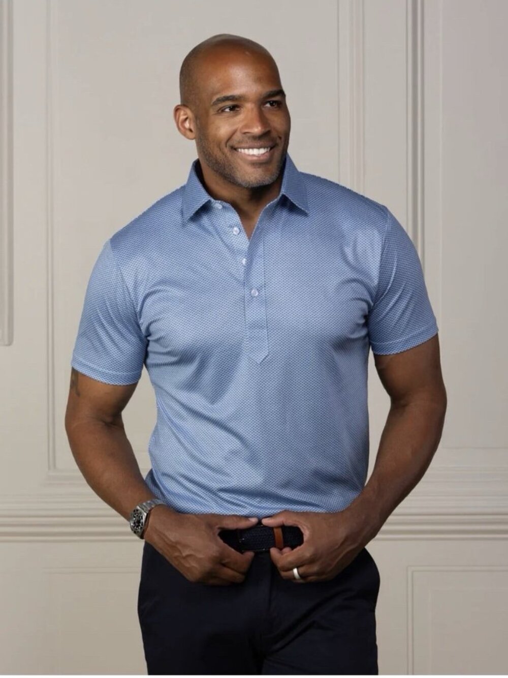 Collars & Co. Semi-Spread Collar Polo Shirt Blue Size Small Golf Preppy NWOT